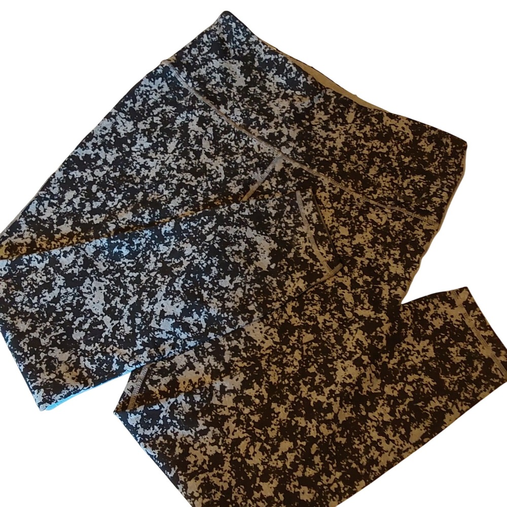 Hurley Womens Leggings Large Reversible Black Gray Heather Yoga Pants Jogger NWT
